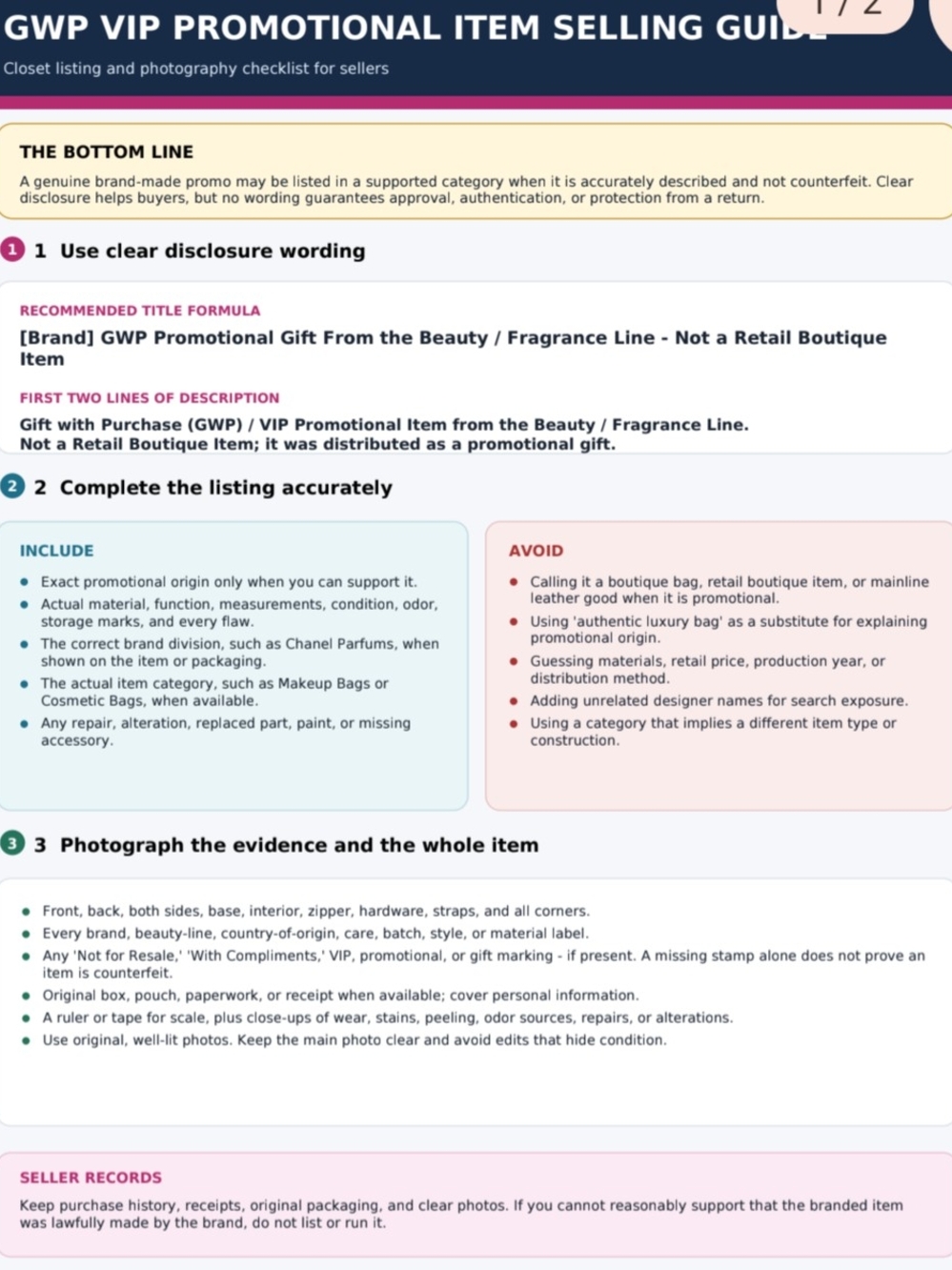 GWP VIP Promotional Item Selling Guide -